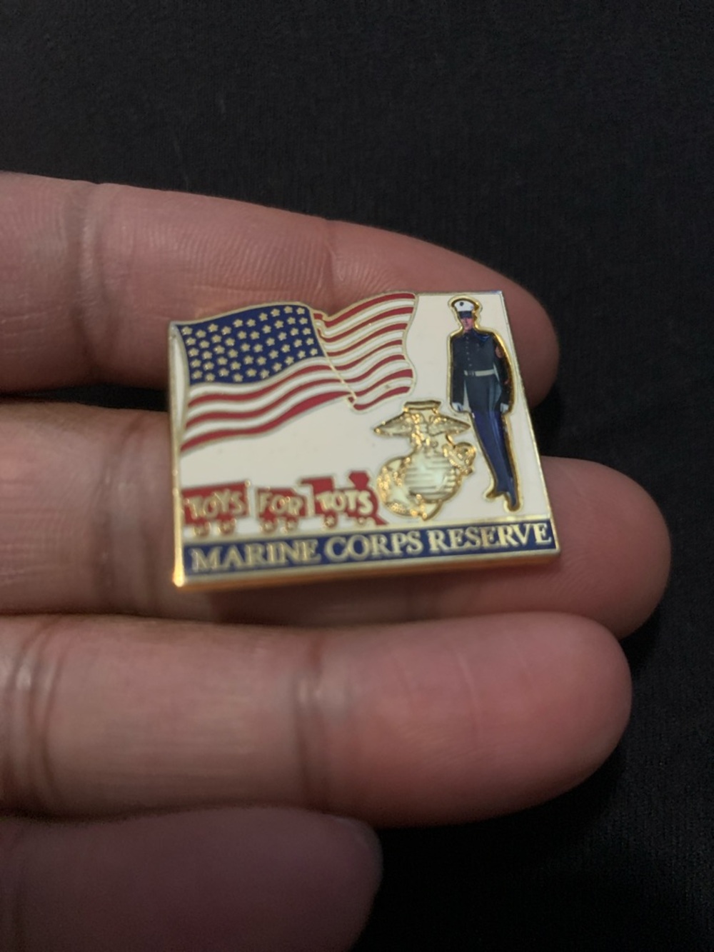 Vintage Marine Corps Reserve Toys for Tots Enamel Lapel Pin - Picture 2 of 3